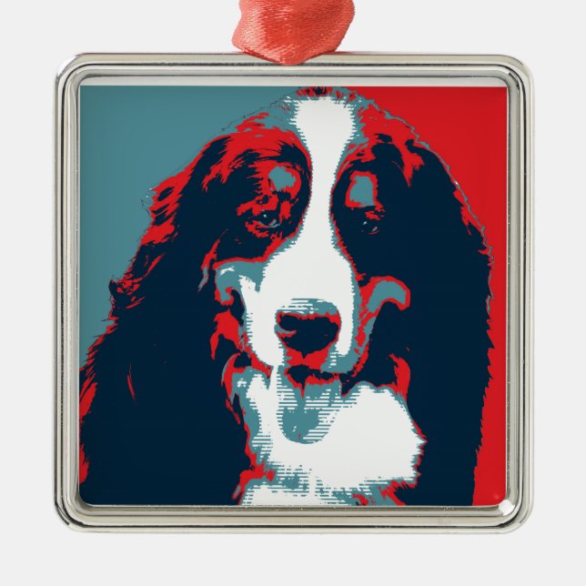 Ornamento De Metal Bernese Mountain Dog Poster político (Frente)