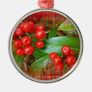 Ornamento De Metal Berries Honeysuckle em algodão