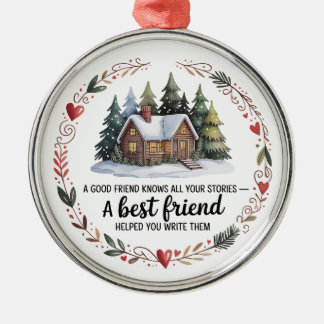 Ornamento De Metal Best Friend Christmas Ornament | Snowy Tree Design