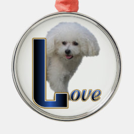 Ornamento De Metal Bichon Frise Love