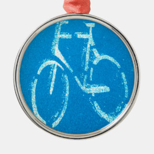 Ornamento De Metal Bicicleta Branco Azul