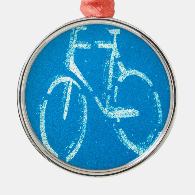 Ornamento De Metal Bicicleta Branco Azul (Frente)