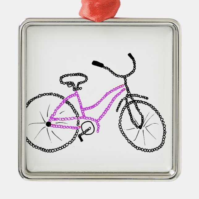 Ornamento De Metal Bicicleta cor-de-rosa (Frente)