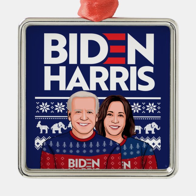 ORNAMENTO DE METAL BIDEN HARRIS UGLY SWEATER CARTÃO (Frente)