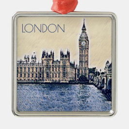 Ornamento De Metal Big Ben London Watercolor art