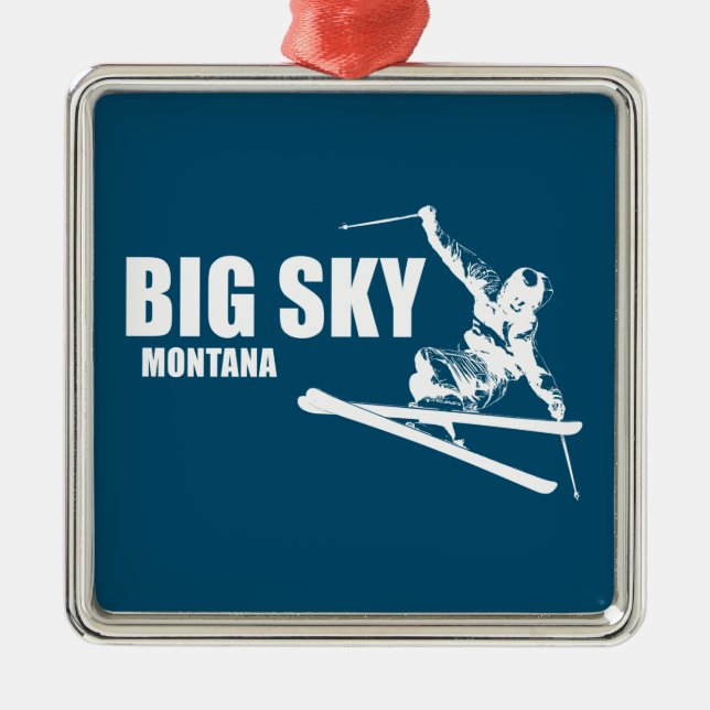 Ornamento De Metal Big Sky Resort Montana Skier (Frente)