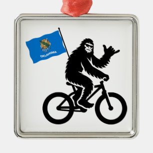 Ornamento De Metal Bigfoot Ciclismo Bandeira de Oklahoma
