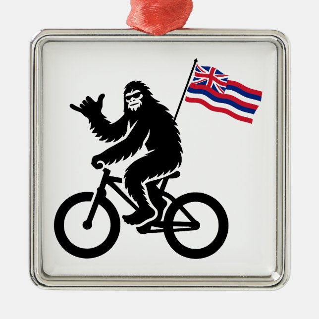 Ornamento De Metal Bigfoot Cycling Hawaii Flag (Frente)