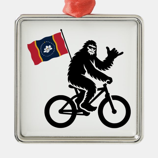Ornamento De Metal Bigfoot Cycling Mississippi Flag (Frente)