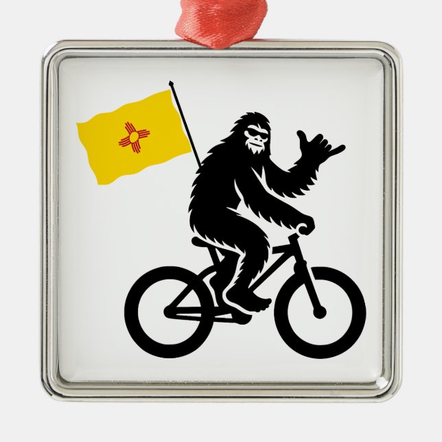 Ornamento De Metal Bigfoot Cycling New Mexico Flag (Frente)