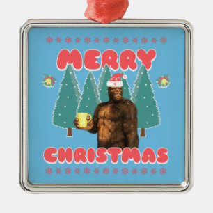 Ornamento De Metal Bigfoot Engraçado - Feliz Natal