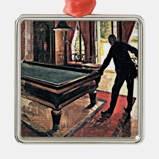 Ornamento De Metal Billiards - Caillebotte, trabalho de arte 1876 (Frente)