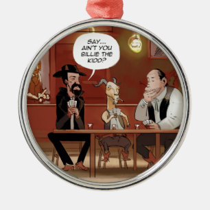 Ornamento De Metal Billy The Kid? Cartoon de Cabra Engraçado