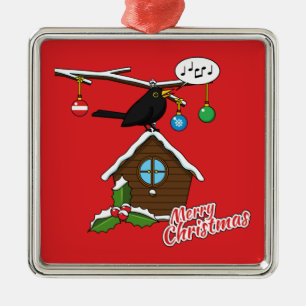 Ornamento De Metal Bird House Feliz Natal