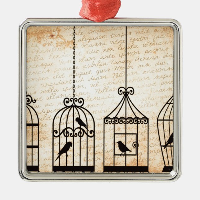 Ornamento De Metal Birdcage Silhouettes (Frente)
