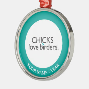 Ornamento De Metal Birders do amor dos pintinhos