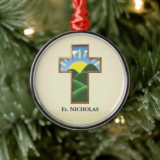 Ornamento De Metal Birthday Cross Personalizado (Árvore)