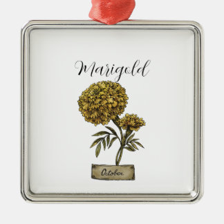 Ornamento De Metal Birthday Marigold, Barrafa de Nascimento, OUTUBRO