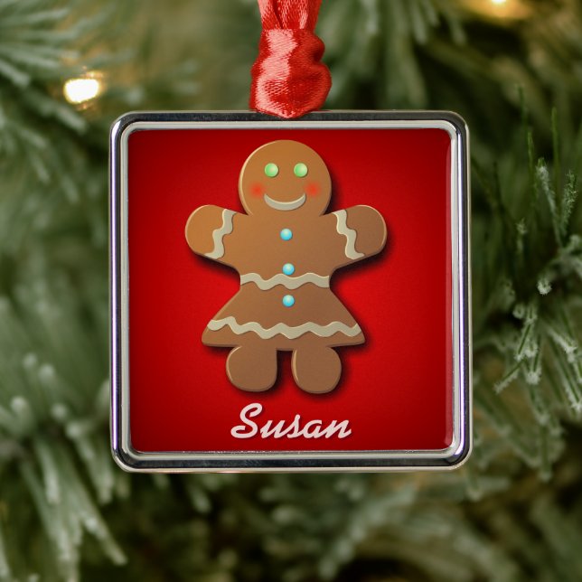 Ornamento De Metal Biscoito de Gingerpão personalizável (Árvore)