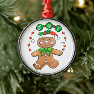 Ornamento De Metal Biscoito de Natal Gingerbread fofo, Alegria de Bol