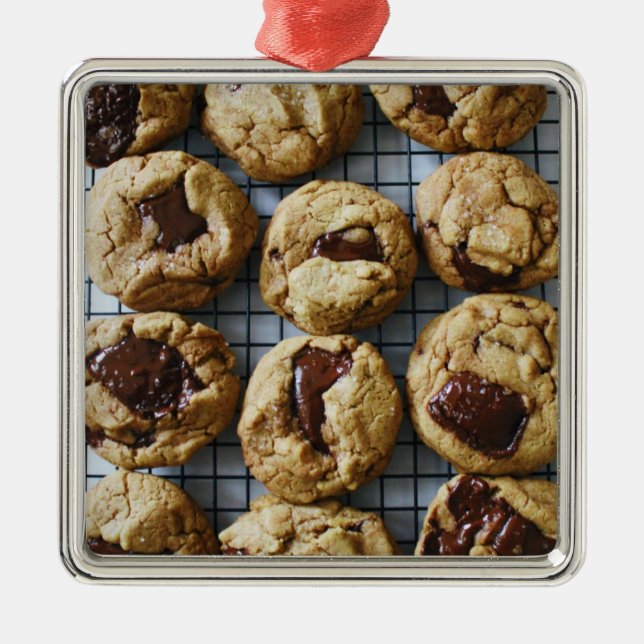 Ornamento De Metal Biscoitos com Gotinhas de Chocolate (Frente)