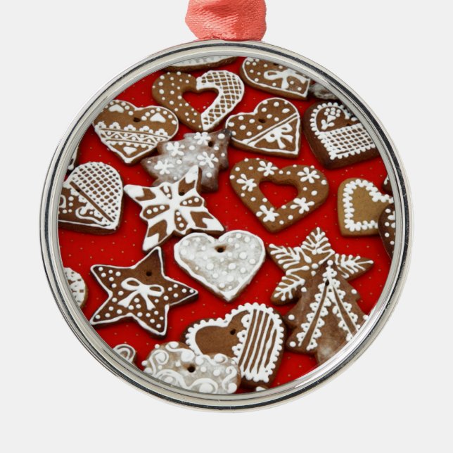 Ornamento De Metal Biscoitos de Pão-de-Pão de Natal (Frente)