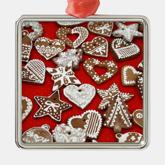 Ornamento De Metal Biscoitos de Pão-de-Pão de Natal (Frente)