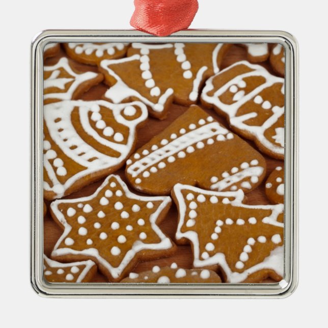 Ornamento De Metal Biscoitos do pão-de-espécie do feriado do Natal (Frente)