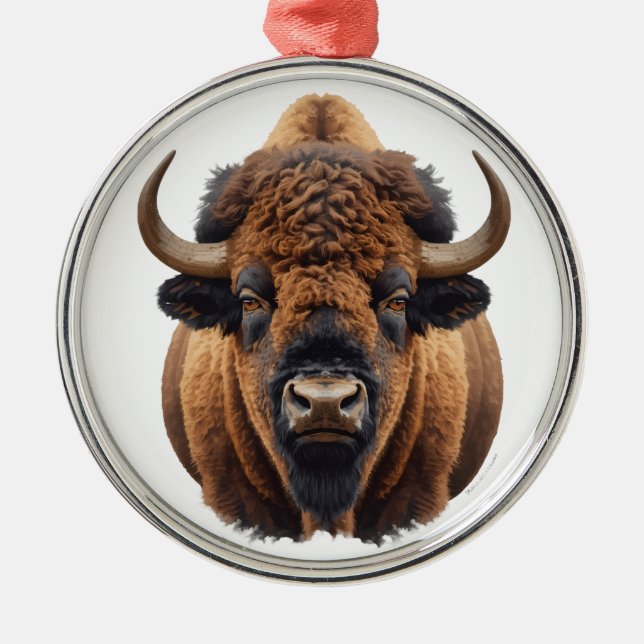 Ornamento De Metal Bison / Buffalo (Frente)