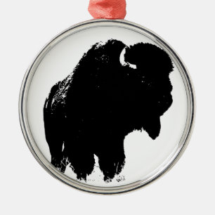 Ornamento De Metal Bison Buffalo, Pop de Arte Negra