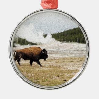 Ornamento De Metal Bison e Old Faithful