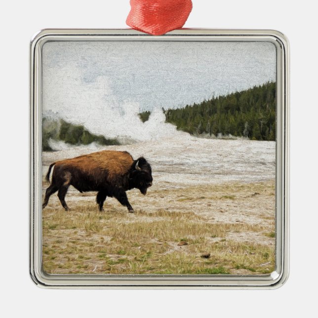 Ornamento De Metal Bisonte e fiel velho (Frente)