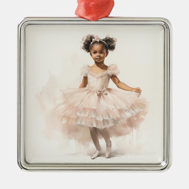 Ornamento De Metal Black Ballerina, Pale Pink Tutu, Ponytails, Fita (Frente)