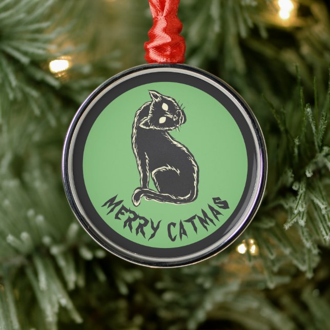 Ornamento De Metal Black Cat Spooky Horror (Árvore)