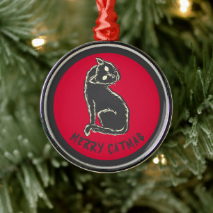 Ornamento De Metal Black Cat Spooky Horror