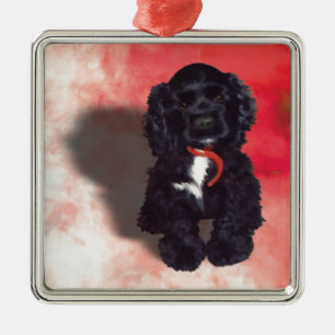 Ornamento De Metal Black Cocker Spaniel Puppy - Abby