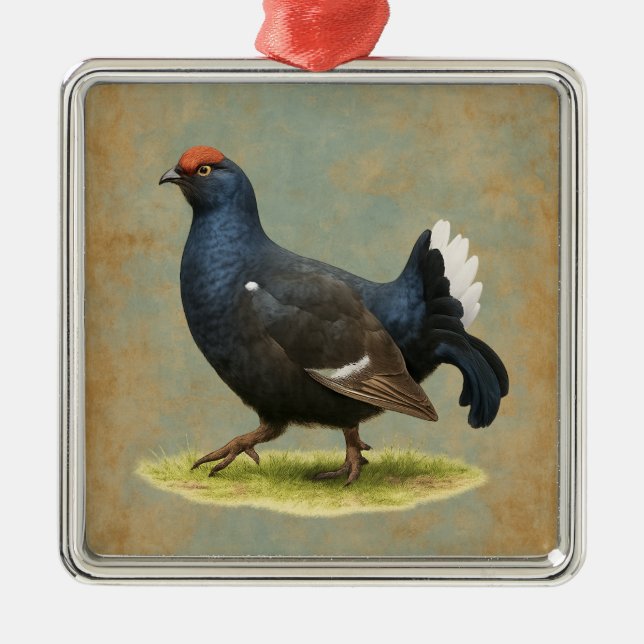 Ornamento De Metal Black Grouse design Christmas tree decoration (Frente)