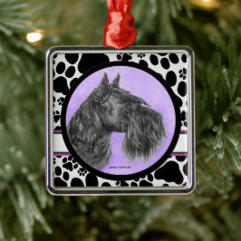 Ornamento De Metal Black Schnauzer Art de Glenda Harlan