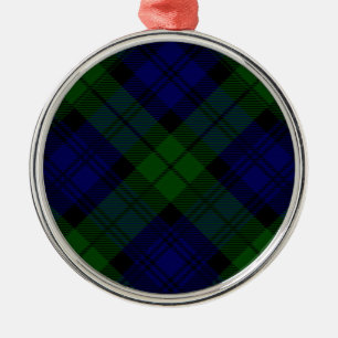 Ornamento De Metal Black Watch Tartan Blue Green Xadrez