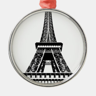 Ornamento De Metal Black White Eiffel Tower Paris França Art Trabalho