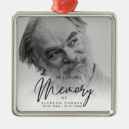 Ornamento De Metal Black & White In Loving Memory Funeral 