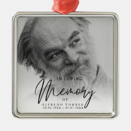 Ornamento De Metal Black & White In Loving Memory Funeral 