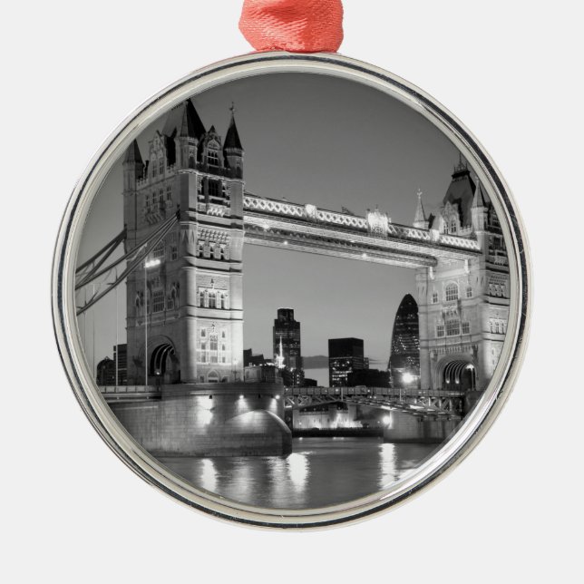 Ornamento De Metal Black White Tower Bridge (Frente)