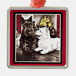 Ornamento De Metal Blackie e Whitie pelo fogo