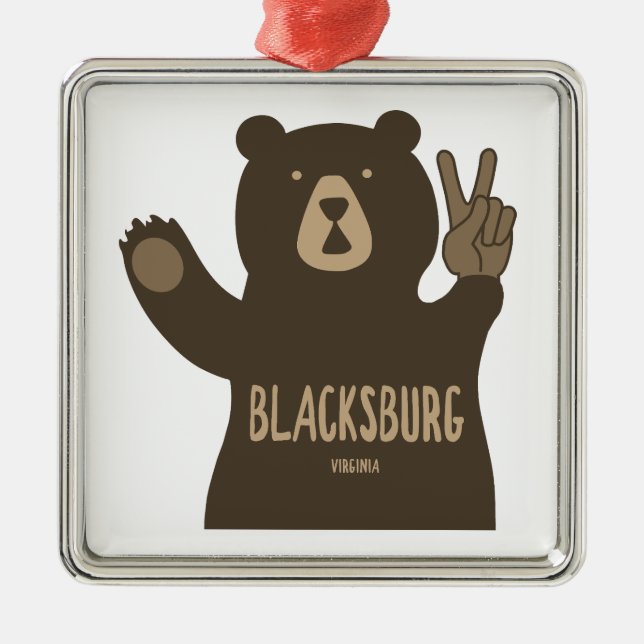 Ornamento De Metal Blacksburg Virginia Peace Bear (Frente)