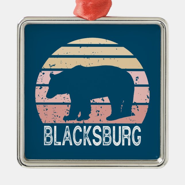Ornamento De Metal Blacksburg Virginia Retro Bear (Frente)