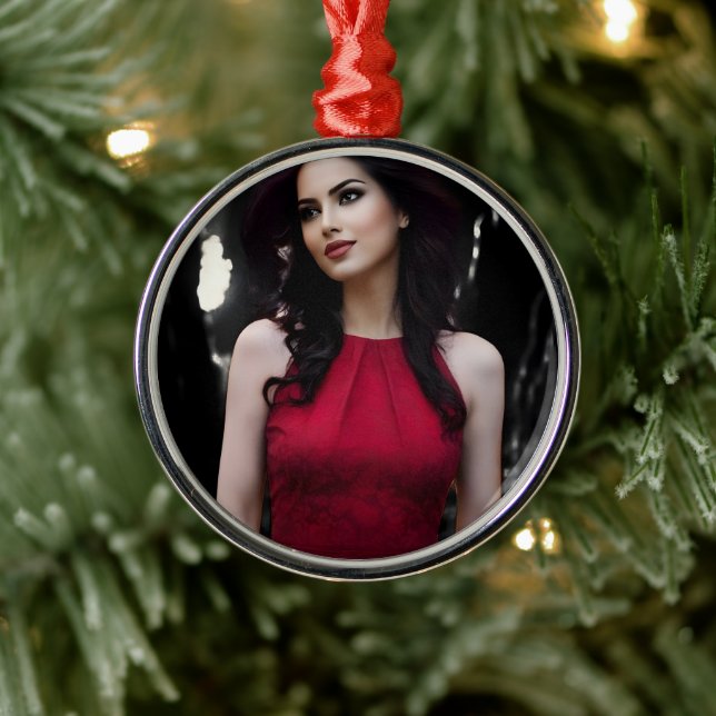 Ornamento De Metal BlackWhiteRed ornament (Árvore)