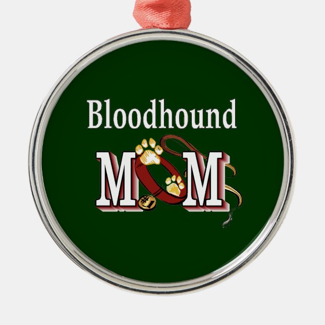 Ornamento De Metal Bloodhound Mãe (Frente)