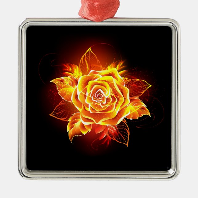 Ornamento De Metal Blooming Fire Rosa (Frente)