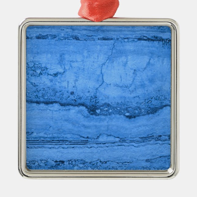 Ornamento De Metal Blue Granite pattern, blue marble, blue stone (Frente)